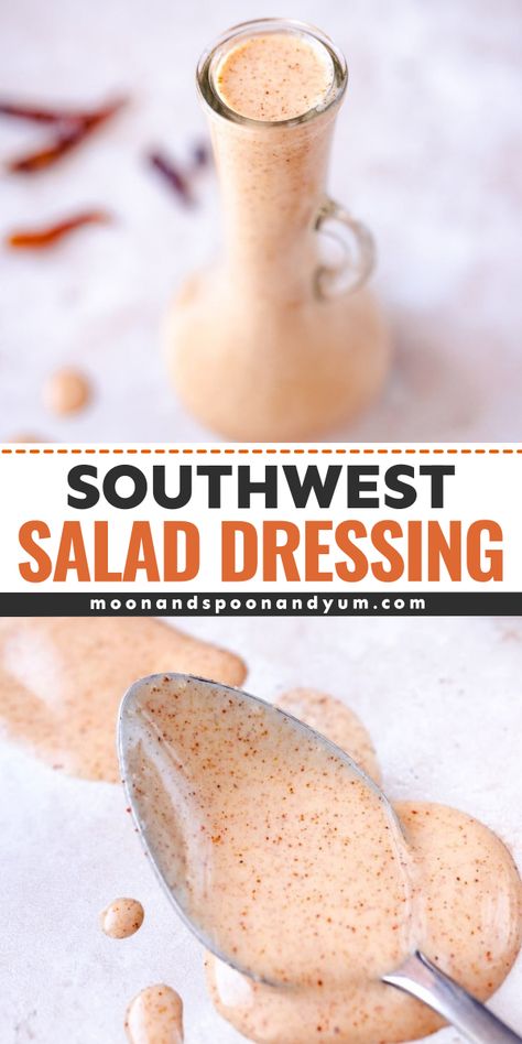 Looking for simple condiment recipes? Learn how to make this best Southwest salad dressing! It's an easy salad dressing that's rich, creamy, and flavorful to throw together, and it tastes amazing! It's so good! Enjoy! Southwest Salad Dressing, Mexican Salad Dressings, Southwest Salad Recipe, Healthy Dressings, Southwest Dressing, Yum Salad, Taco Salad Dressing, Southwestern Salad, Easy Salad Dressing Recipes