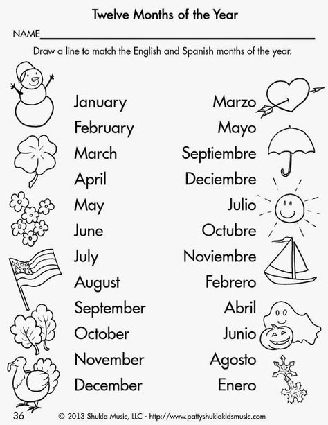 First Grade Spanish Activities, Months Of The Year Worksheets For Kids, Spanish Activities For Kids, Spanish Months Of The Year, Spanish Alphabet Activities, Teaching Spanish To Kids, Beginner Spanish Worksheets, Spanish Months, Months In Spanish