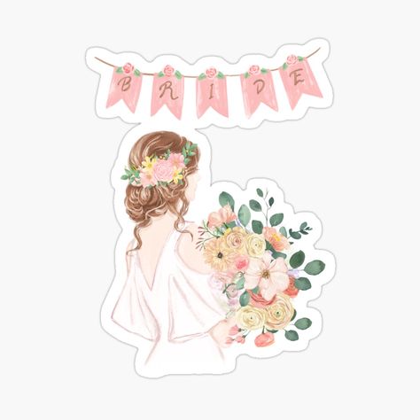 Get my art printed on awesome products. Support me at Redbubble #RBandME: https://www.redbubble.com/i/sticker/Beautiful-Bride-by-Emilyprintart/146677607.EJUG5?asc=u Bride Stickers, Wedding Illustration Card, Bee Painting, Wedding Illustration, Single Life, Wedding Stickers, Bride To Be, Cute Illustration, Beautiful Bride