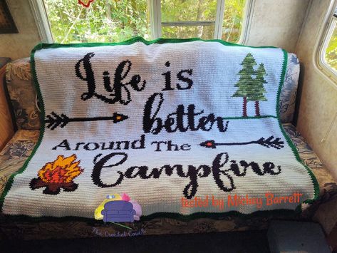 Life is Better, Camping Afghan, SC Crochet Pattern, tss Crochet Pattern, SC Graph, TSS Graph Crochet Afghan For Wedding Gift, Crochet Camping Blanket, Camping Crochet, Tunisian Simple Stitch, Crochet Pattern Written, Sc Crochet, Corner Crochet, Crochet Graphs, Afghans Crochet