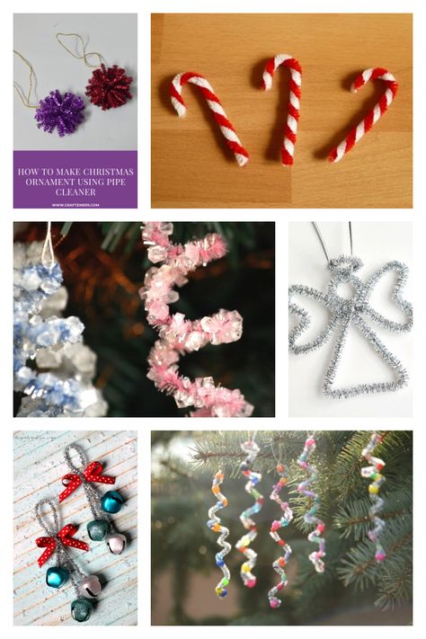 Pipe Cleaner Christmas Crafts, Pipe Cleaner Ornaments, Pipe Cleaner Christmas, Holiday Craft Ideas, Christmas Addition, Christmas Crafts Diy Projects, Easy Holidays Crafts, Kids Christmas Ornaments, Homemade Ornaments