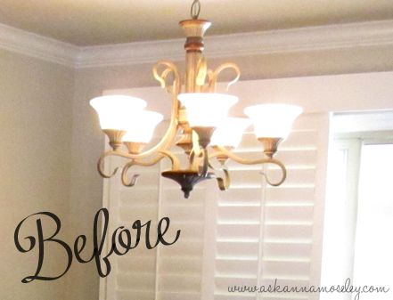 Simple & Inexpensive Chandelier Makeover - Ask Anna Inexpensive Chandelier, Chandelier Redo, Lighting Makeover, Celing Light, Chandelier Makeover, Dining Room Ceiling, Pipe Lighting, Decorating Diy, Unique Chandeliers