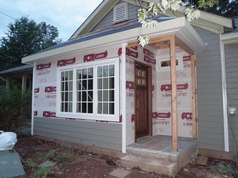 Mudroom Addition Exterior, House Exterior Ranch, Mud Room Addition, Covered Entryway, Mudroom Addition, Exterior House Doors, Mud Room Entry, Porch Addition, Mudroom Entryway