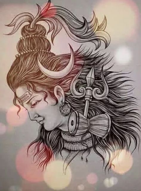 Hindu Tattoos, Shiva Sketch, Bhole Baba, Shiva Shankar, Shiv Shakti, Disney Drawings Sketches, Pencil Sketch Images, Shiva Tattoo, Har Mahadev