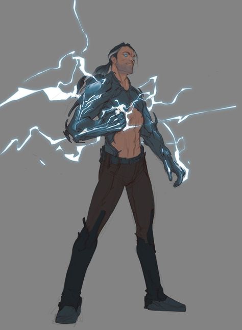 Super Character Design, Superpowers Ideas Art, Character Design Casual, Lightning Character Design, Mutant Character Design, Monk 5e, Storm Character, Anatomy Male, Paul Richards