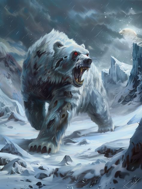 Polar Bear Drawing, Polar Bear Art, Beast Creature, World Building, Dungeons And Dragons Classes, Dnd Monsters, Fantasy Beasts, Fantasy Monster, Bear Art