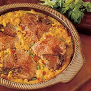 Corn Dressing Recipe, Corn Dressing, Scalloped Corn, Pork Chop Casserole, Apple Pork Chops, Pork Chop Dinner, Cornbread Casserole, Pork Loin Chops, Cornbread Dressing