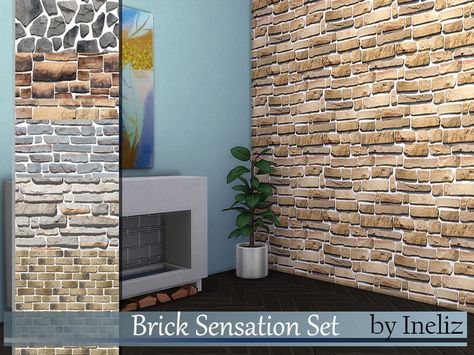 A set of brick patterns (7) in single color.  Found in TSR Category 'Sims 4 Walls' Sims 4 Cc Brick Wallpaper, Sims Funny, Sims 4 Beds, Sims Packs, The Sims 4 Pc, Sims 4 Game Mods, Colonial Style Homes, Sims Building, Casas The Sims 4