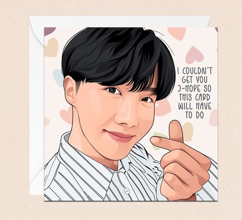 K Pop Birthday, J Hope Birthday, Bts Birthday, Fun Art Print, 16th Birthday Card, Bts Birthdays, Book Art Diy, Card Christmas, J Hope