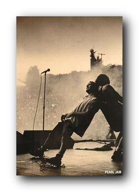 Eddie Vedder leaning & taking it all in. College wall, worthy - circa 1995. Jeff Ament, Pearl Jam Eddie Vedder, Eddie Vedder, I'm With The Band, Film Tv, Pearl Jam, Great Bands, Music Love, Concert Posters