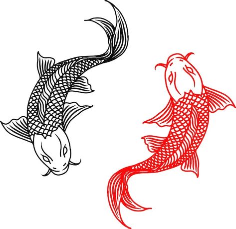 Koi Fish Flash Tattoo, Koi Fish Tattoo Stencil Outline, Koi Fish Line Tattoo, Black And Red Koi Fish Tattoo, Double Koi Fish Tattoo, American Traditional Koi Fish Tattoo, Koi Outline, Koi Fish Tattoo Stencil, Koi Fish Outline