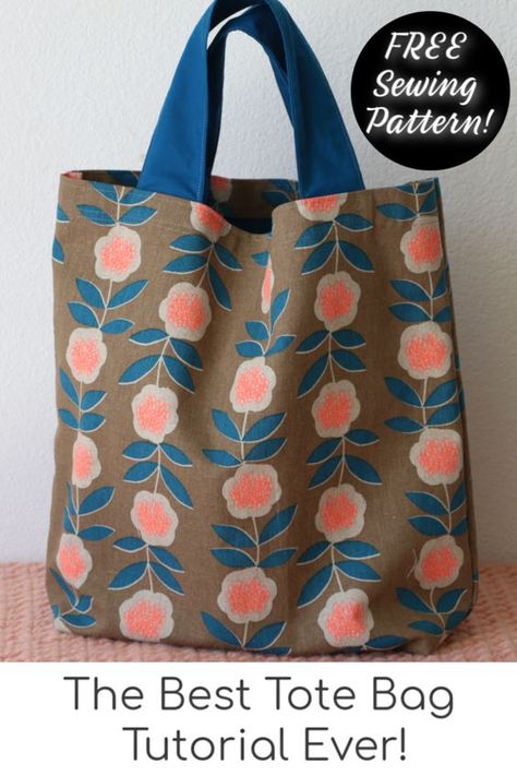 Sew A Tote Bag, Easy Tote Bag, Tote Bag Sewing, Tote Bag Pattern Free, Pola Manik, Tote Bag Tutorial, Sac Diy, Diy Sac, Best Tote Bags