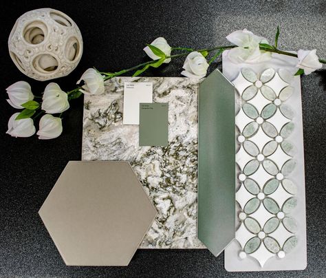 Sage Green Bathroom Mood Board, Evergreen Fog Mood Board, Green Bathroom Mood Board, Sage Green Mood Board, Green Mood Board, Evergreen Fog, Salt Light, Slc Utah, Dining Room Inspo