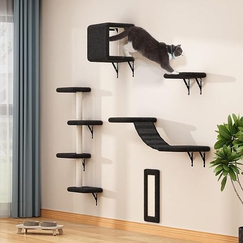 Wood Indoor Cat Furniture with Cat Shelves and Perches, Ladder, Cat Condo House, Scratching Board and Cat Tree, Cat Wall Shelves Furniture,Black Shug Avery, Tree Shelves, Cat Climbing Shelves, Cat Corner, Cat Climber, Cat Enclosures, Cat Window Perch, Window Perch, Tree Shelf