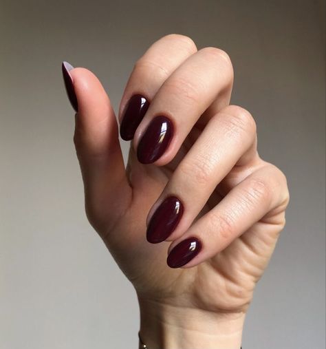 Wine Red Nails Aesthetic, Vampire Red Nails, Dark Wine Nails, Dark Red Almond Nails, Wine Nails, Maroon Nails, Burgundy Nails, Oval Nails, Dipped Nails