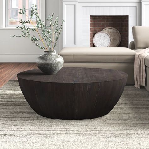 Joss & Main Brookhaven Coffee Table & Reviews | Wayfair Black Round Wood Coffee Table, Wood Drum Coffee Table, Dark Wood Coffee Table, Cocktail Tables Living Room, Round Wooden Coffee Table, Black Coffee Table, Coffee Table Brown, Table Home Decor, Drum Coffee Table