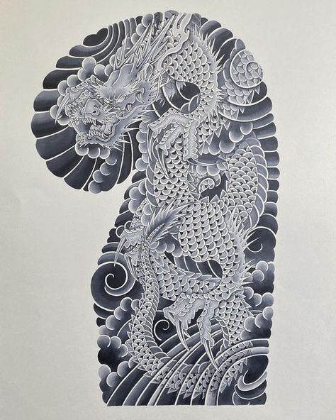 Dragon Tattoo Art, Chinese Dragon Tattoos, Japanese Dragon Tattoo, Yakuza Tattoo, Dragon Sleeve Tattoos, Japanese Dragon Tattoos, Irezumi Tattoos, Greek Tattoos, Japanese Artwork