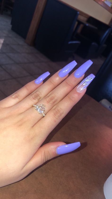 Purple Flame Nails, Acrylic Nails Light Blue, Colourful Acrylic Nails, Flame Nail Art, Blue Coffin Nails, Homecoming Nails, Blue Acrylic Nails, Fall Acrylic Nails, Halloween Nail Art