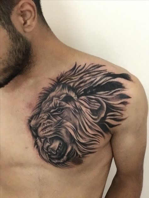 Lion Chest Tattoo Men Design, Lion Face Tattoo, Tattoo For Man, Lion Chest Tattoo, Tiger Eyes Tattoo, Band Tattoos For Men, Tattoo Unique, Lion Tattoo Sleeves, Wolf Tattoo Sleeve