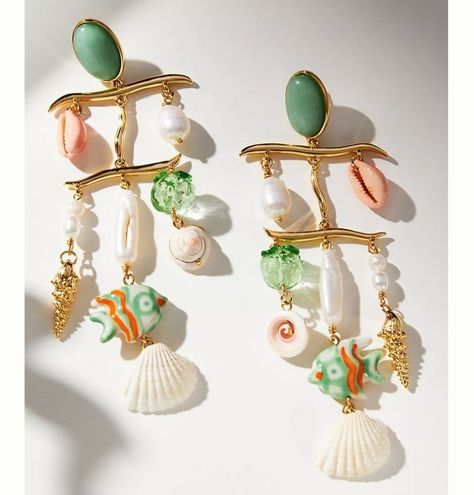 Shell Jewellery, Anthropologie Earrings, Mignonne Gavigan, Shell Choker, Mother Of Pearl Jewelry, Jewelry Photoshoot, Ocean Jewelry, Earring Trends, Earrings Inspiration