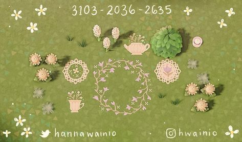 Flower Design Codes Acnh, Spring Acnh Codes, Acnh Springcore, Acnh Spring, Acnh Path, Cottagecore Animal Crossing, Acnh Paths, Acnh Cottagecore, Animals Crossing