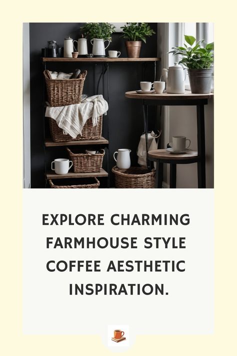 Explore charming farmhouse style coffee aesthetic inspiration. Coffee Corner Ideas, Coffee Corners, Shelf Arrangement, Corner Ideas, Coffee Nook, Charming Farmhouse, Timeless Decor, Coffee Corner, Rustic Shelves