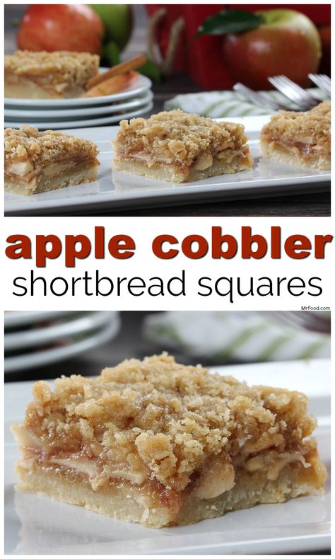 The perfect apple dessert to take to your next potluck this fall! Honeycrisp Apple Desserts, Apple Desserts For Thanksgiving, Gala Apple Desserts, Thanksgiving Potluck Desserts, Fall Potluck Ideas, Dessert Potluck, Apple Shortbread, Potluck Recipes Dessert, Shortbread Squares