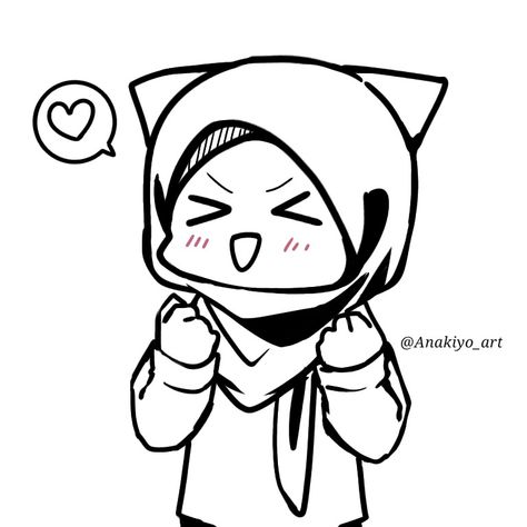 Hijab Art Drawing, How To Draw Hijab, Hijab Drawing Reference, Hijab Doodle, Muslimah Drawing, Chibi Hijab, Muslim Drawing, Anime Hijab, Hijab Drawing