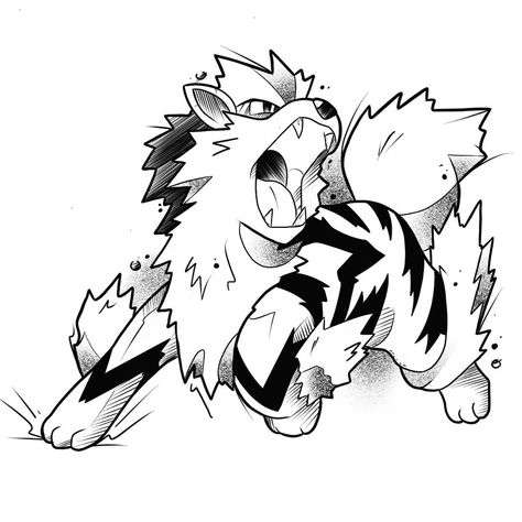 Arcanine Tattoo Design, Growlithe Tattoo, Arcanine Tattoo, Lucario Tattoo, Arcanine Art, Arcanine Pokemon, Charmander Tattoo, Yugioh Tattoo, Entei Pokemon