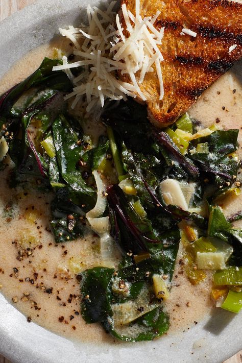 Proven�çal Greens Soup Recipe - NYT Cooking Greens Soup, Benefits Of, Green Soup, Nyt Cooking, White Bean Soup, Dandelion Recipes, Swiss Chard, Bean Soup, Healthy Soup