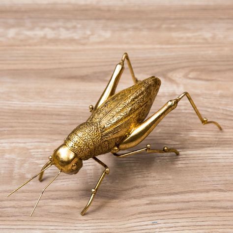 Cricket Jewelry, Metal Insects, Metal Artworks, Exhibition Theme, Gold Pillar Candle Holders, Cricket Insect, Gold Pillar Candles, Casting Metal, Bug Jewelry