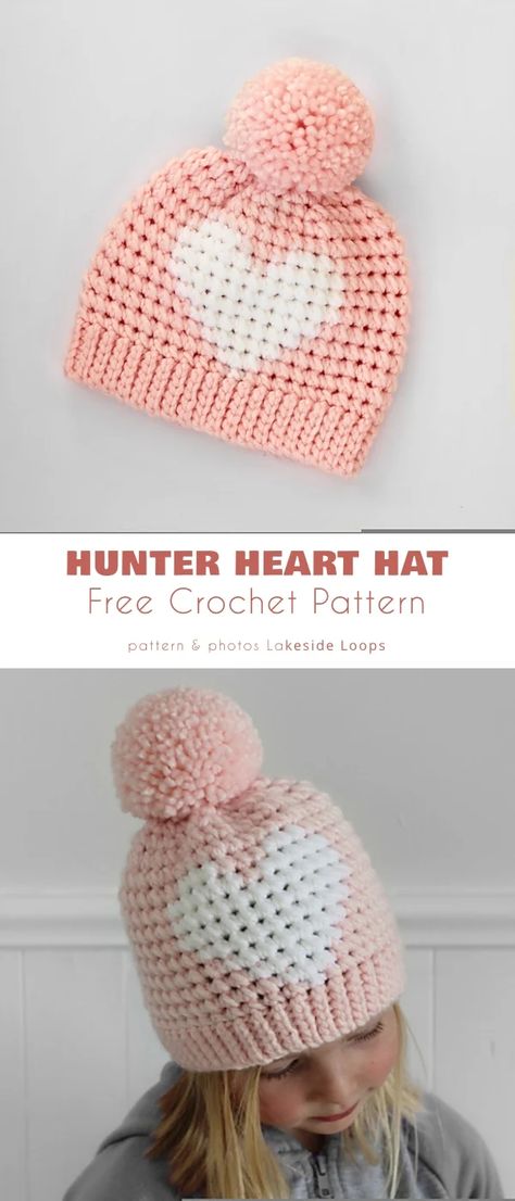 Crochet Heart Beanie Free Pattern, Crochet Kids Hats Patterns, Kids Crochet Hats Free Pattern Boys, Toddler Knit Hat Pattern Free Boys, Crochet Hat For Girls Free Pattern, Crochet Childs Hat Free Pattern, Child Hat Crochet Pattern Free, Crochet Hat Free Pattern Kids, Crochet Girls Hats Free Pattern