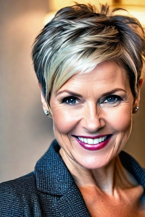 29 Short Hairstyles That Flatter Women Over 40 - TheHairStyleTrends Short Haircuts For Fine Hair Over 50, Haircuts For Over 40, Bob Haircuts For Women Over 50, Short Hair Long Face, Brunette Haircuts, Pixie 2024, Brunette Hair Cuts, Julie Miller, Funky Short Hair