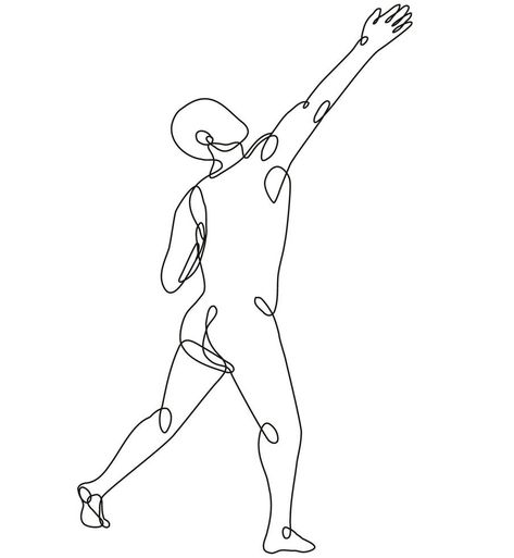 Continuous Line Drawing, Drawing Drawing, Human Male, Continuous Line, Human Figure, Side View, Line Drawing, Stretching, Vector Art