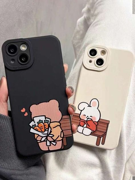 Phone Case Diy Paint, Vintage Phone Case, Matching Phone Cases, Cute Cover, Couples Phone Cases, Rabbit Design, Mobile Covers, Diy Phone Case, Matching Couples