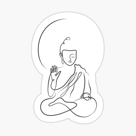 Minimalistic line drawing of Buddha in Black and White • Millions of unique designs by independent artists. Find your thing. Buddha Minimalist Tattoo, Buddha Line Art Tattoo, Buddha Tattoo Simple, Buddha Face Drawing, Drawing Of Buddha, Buddha Black And White, Buddha Line Art, Buddhist Tattoo Sleeve, Buda Tattoo