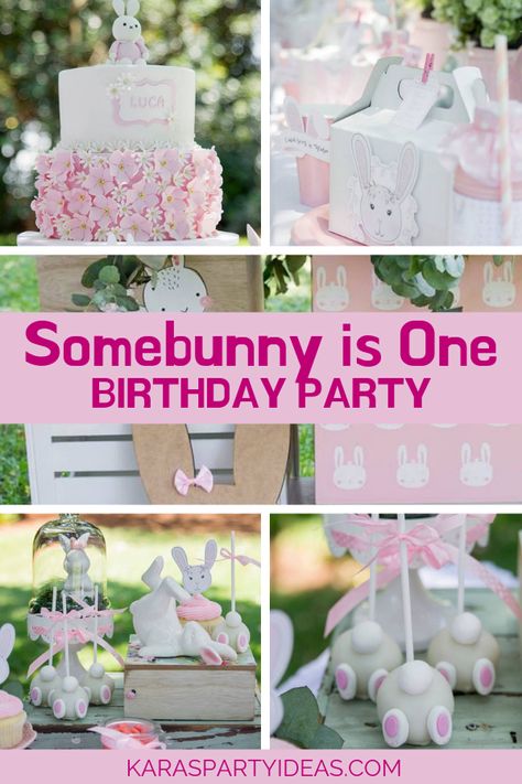 Bunny Theme Party Decor, Some Bunny Is Turning One Centerpiece, Bunny Centerpieces Birthday Parties, Bunny Tea Party Birthday, Spring First Birthday Girl Themes, Somebunny Is Turning One Decorations, Bunny Decorations Party Ideas, Some Bunny Is One Birthday Decorations, Bunny Themed Birthday Party Girl