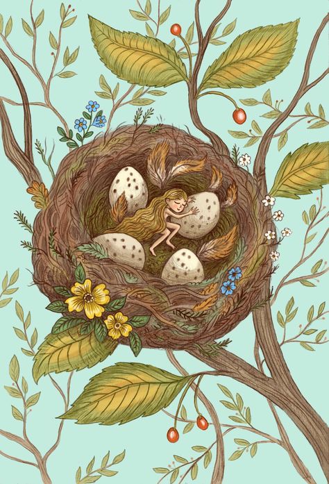 Nest by Freya Hartas Freya Hartas, Books Coffee, Magical Land, Birds Nest, Daily Challenges, Design Visual, Mystical Creatures, Folk Tales, Fairy Land