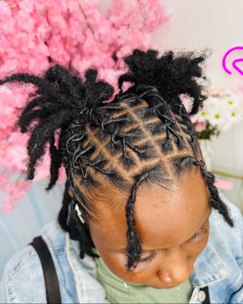 Dread Hairstyles For Girls Kids, Girl Loc Styles Kids, Little Black Girls Loc Styles, Starter Locs Styles Short Hair, Kids Dreads Hairstyles, Dreads Short Hair, Loc Ideas, Short Dreadlocks Styles, Locs Styles