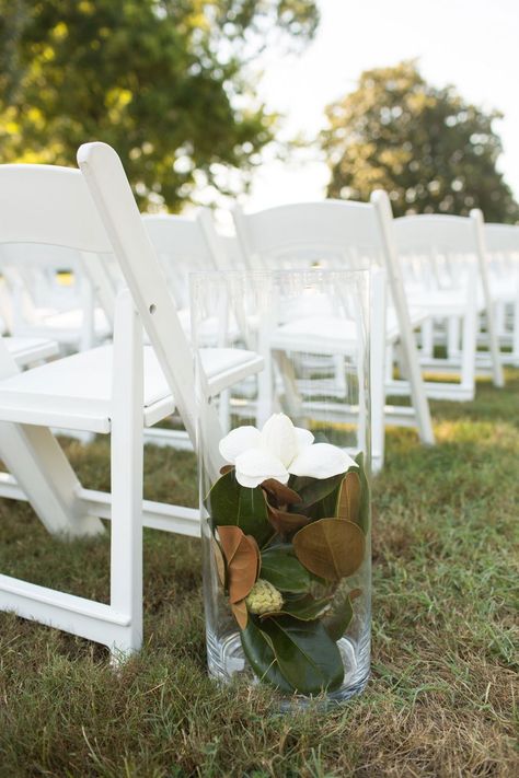 Magnolia Garland Wedding Table, Magnolia Aisle Markers, Magnolia Flower Wedding Decor, Magnolia Wedding Table Decor, Magnolia Wedding Decor, Magnolia Themed Wedding, Magnolia Wedding Centerpieces, Magnolia Centerpiece Wedding, Wedding Ceremony White Chairs