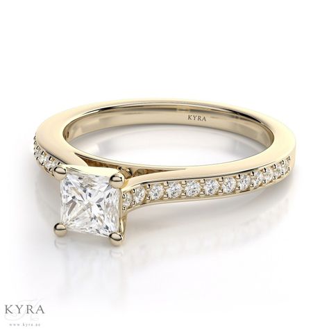 Princess Cut Pave Diamond Engagement Ring Gold Wedding Rings Princess Cut, Cute Wedding Rings, Engagement Rings Princess Cut, Special Engagement Rings, Engagement Ring Princess Cut, Classy Engagement Ring, Rings Princess Cut, Engagement Ring Princess, Simple Wedding Rings