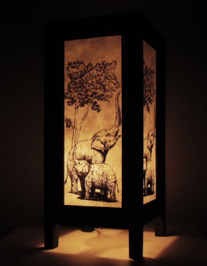 Thai Vintage Handmade Asian Oriental Family Elephant Wood Paper Lamp Shades Bedside Table Home Bedroom Garden Decor Design from Thailand: Amazon.ca: Home & Kitchen Ikea Lamps, Pink Lamp Shade, Contemporary Lamp Shades, Japanese Lamp, Elephant Lamp, Shabby Chic Lamp Shades, Thai Elephant, Ikea Lamp, Wall Lamp Shades