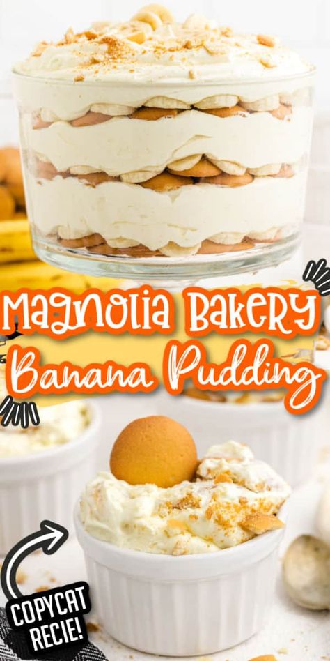 If you have ever had the Magnolia Bakery Banana Pudding, you know it is to die for. It’s rich and creamy with layers of fresh bananas, pudding, and Nilla Wafers. Our copycat recipe lets you enjoy it whenever you want from the comfort of your own kitchen! It makes for the perfect dessert after any meal, because it satisfies the sweet tooth without being too heavy. It’s a light and fluffy homemade pudding that you are going to love! Copycat Magnolia Banana Pudding, Worlds Best Banana Pudding, Magnolia Bakery Copycat Recipes, Jello Banana Pudding Recipe, Bananas Pudding, Magnolia Bakery Banana Pudding, Banana Pudding Desserts, Banana Pudding Recipe, Homemade Banana Pudding