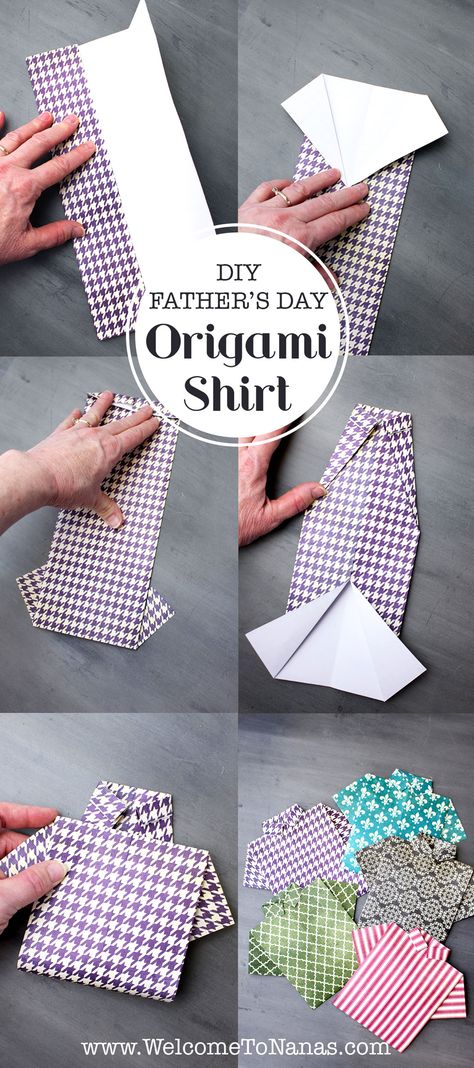 Awesome Origami Shirt Father’s Day Card Origami Shirt, Diy Father's Day, Origami Cards, Grandparenting, Folding Origami, Origami Design, Seni Origami, Paper Fabric, Father's Day Diy