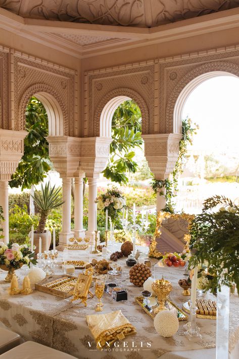 sofreh aghd in One and Only Dubai Dubai Wedding Venues Outdoor, Sofreh Aghd Table, Iranian Wedding Sofreh, Sofre Aghd Decoration, Dubai Wedding Decoration, Sofreh Aghd Decoration Iranian Wedding, Arabic Wedding Decoration, Sofreh Aghd Decoration, Nikah Setup