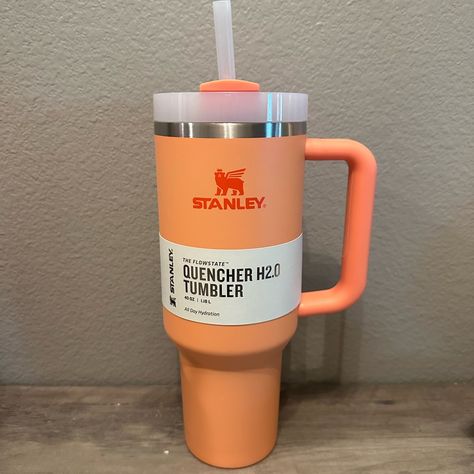 New! Stanley 40oz Nectarine Quencher H2.O Tumbler Stanley Cup Orange, Orange Stanley Cup, Fall Stanley, Stanley Colors, Orange Stanley, Gatorade Bottles, Preppy Halloween, Stanley Products, Tumblr Cup