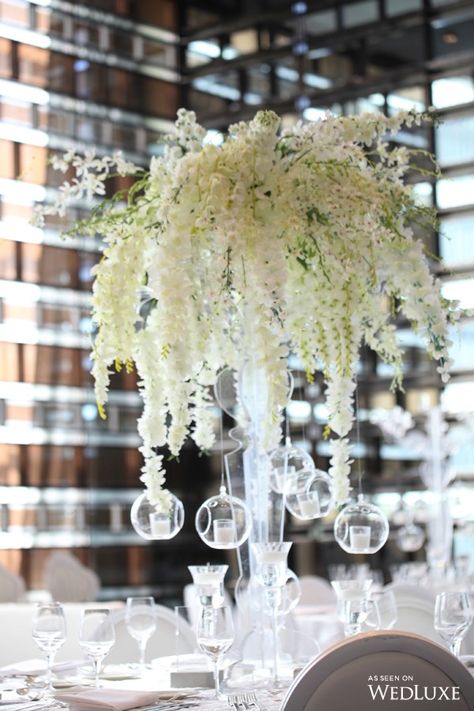 Hanging Wisteria Wedding Receptions, Wisteria Sweetheart Table, Wisteria Arrangement Vase, Wisteria Flower Arrangements, Wedding Wisteria Decor, Wisteria Centerpiece Wedding, Wisteria Wedding Centerpieces, Wisteria Centerpiece, Wisteria Wedding Decor