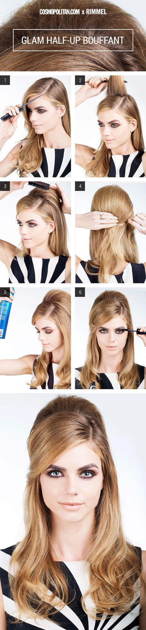 Want a sixties-inspired style that still looks totally stunning today? Of course you do. Hairstylist Britney Williams tells you exactly how to get this Bardot-inspired bouffant. Sanggul Cepol, Brigitte Bardot Hair, Lazy Girl Hairstyles, 60s Hair, 70s Hair, Hair Romance, Bouffant Hair, Long Blonde, Halloween Hair