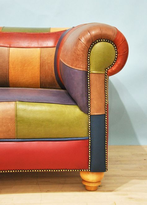 patchwork leather sofa | furniture + home decor Patchwork Furniture, Chesterfield Furniture, Patchwork Sofa, Best Leather Sofa, Deep Sofa, Sofa Leather, Better Body, Funky Home Decor, Jazz Guitar