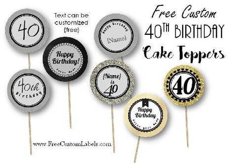 Free printable and custom 40th birthday cupcake toppers that can be personalized before you print. Instant download. Many designs available. 50th Birthday Cupcake Toppers, 40th Birthday Cupcake Toppers, 30th Birthday Cupcakes, 40th Birthday Cupcakes, 50th Birthday Cupcakes, 40th Birthday Cake Topper, 50th Birthday Gag Gifts, 40th Birthday Quotes, 50th Birthday Cake Toppers